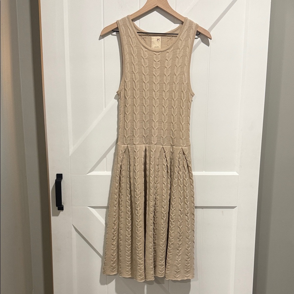Chic Anthropology Far Away From Close 100% Wool Sleeveless Midi Dress in Cream